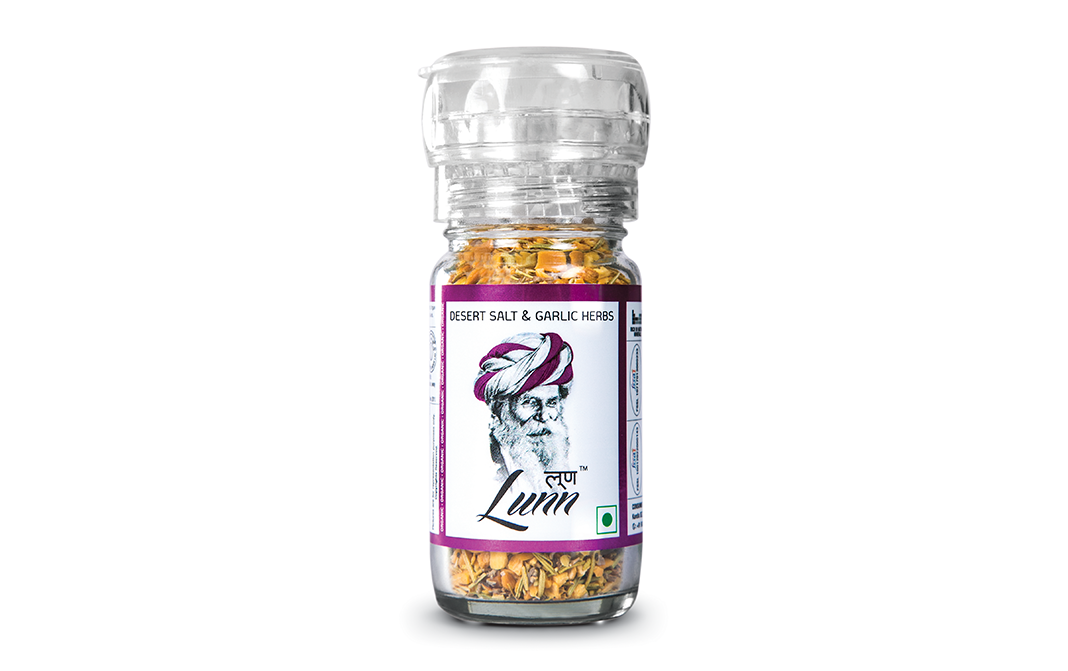Lunn Desert Salt & Garlic Herbs   Glass Bottle  50 grams